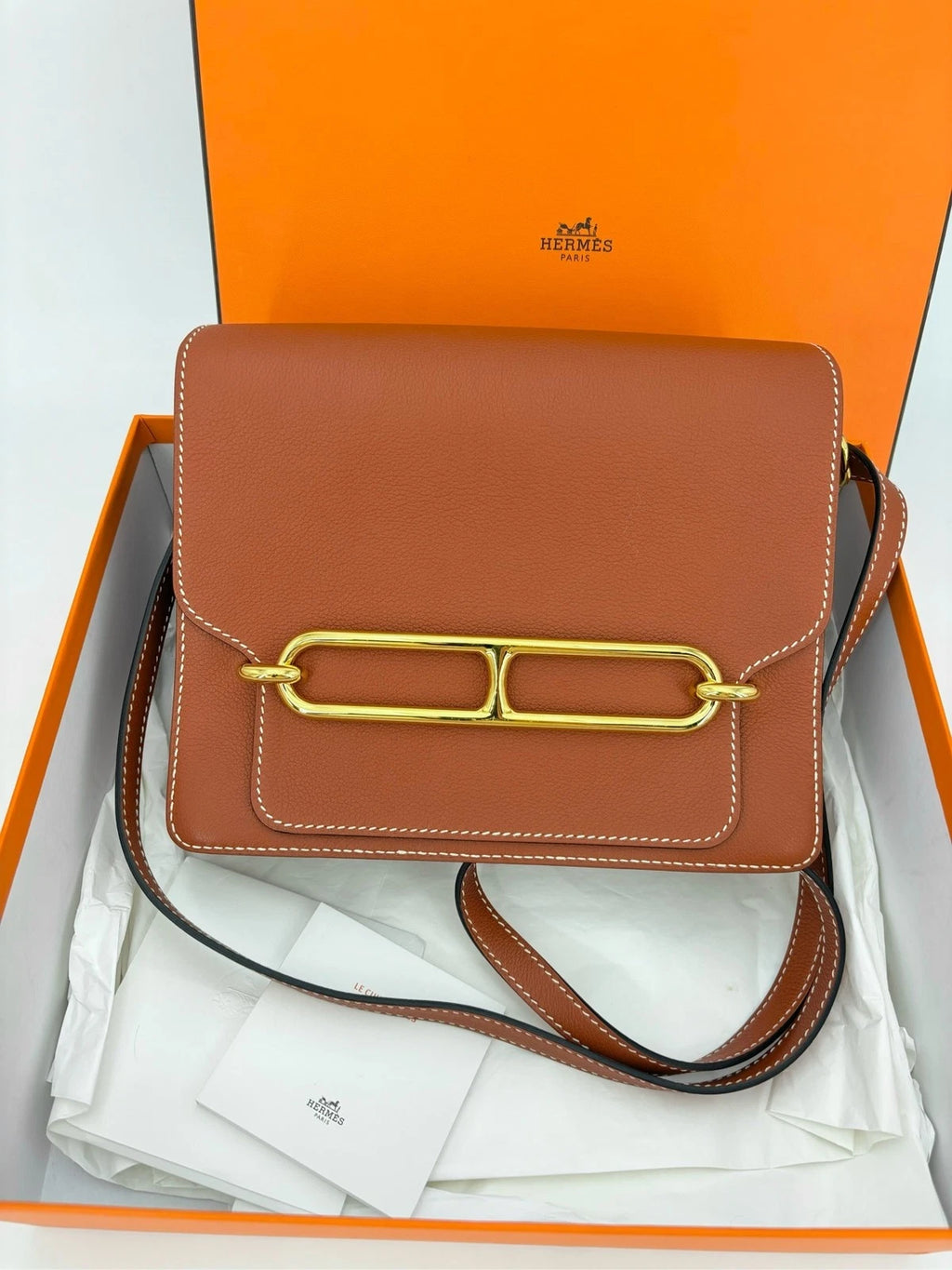Hermes Roulis Brown Leather Shoulder Bag For Women