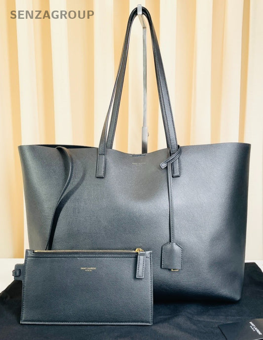 YSL Saint Laurent East West Tote Calfskin Shoulder bag with pouch Women Black