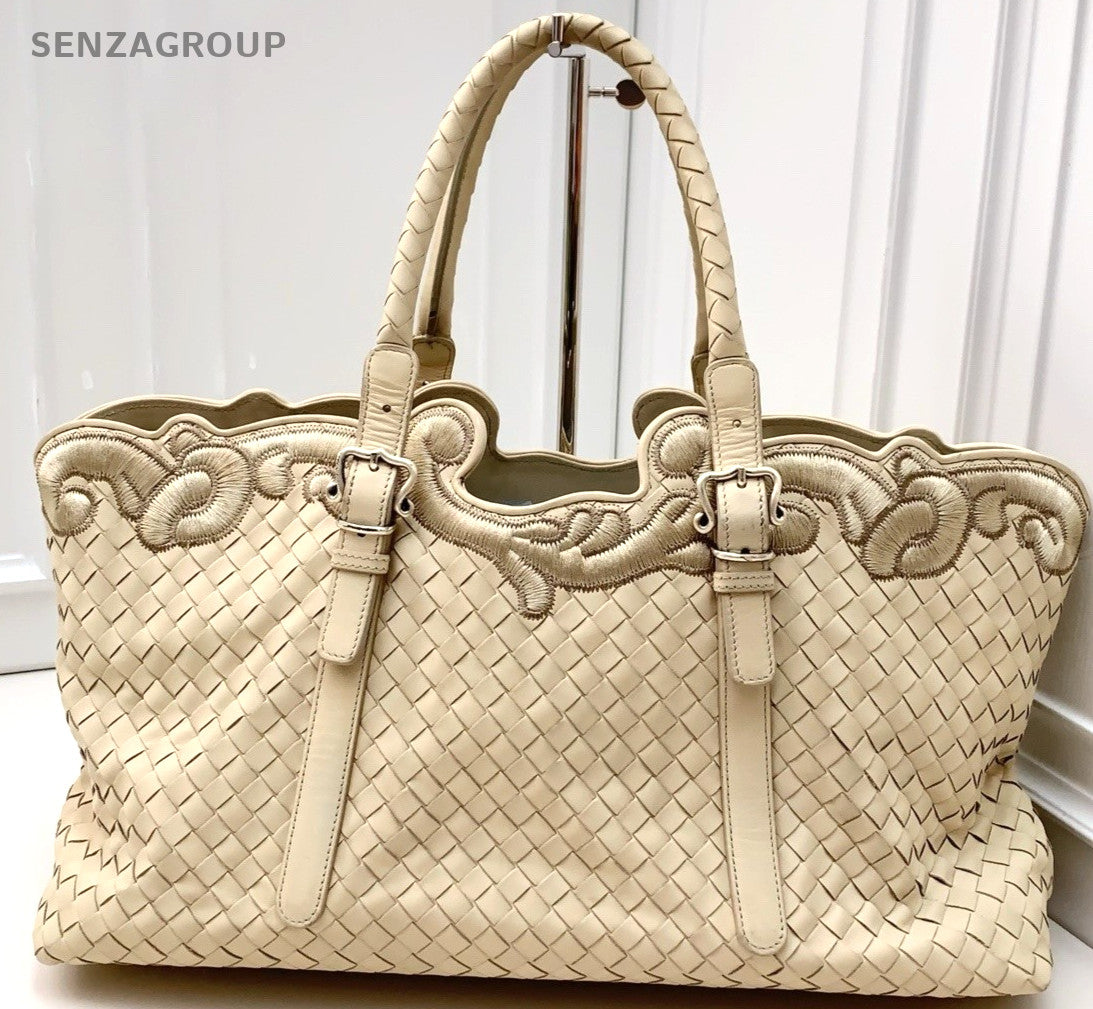 Bottega Veneta Tote Top Handle Shoulder Bag Rare Beige Women
