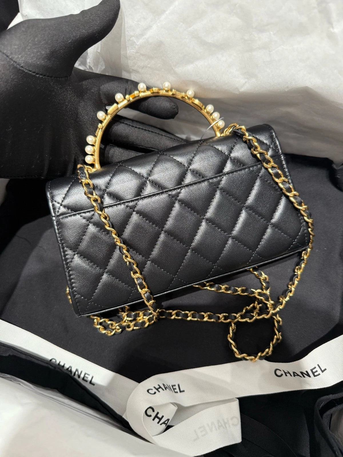 New Full Film CHANEL Pearl Handle Long Kelly Bag For Women