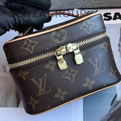 Louis Vuitton Monogram Nice Nano Zippy Cosmetic Pouch Brown Gold