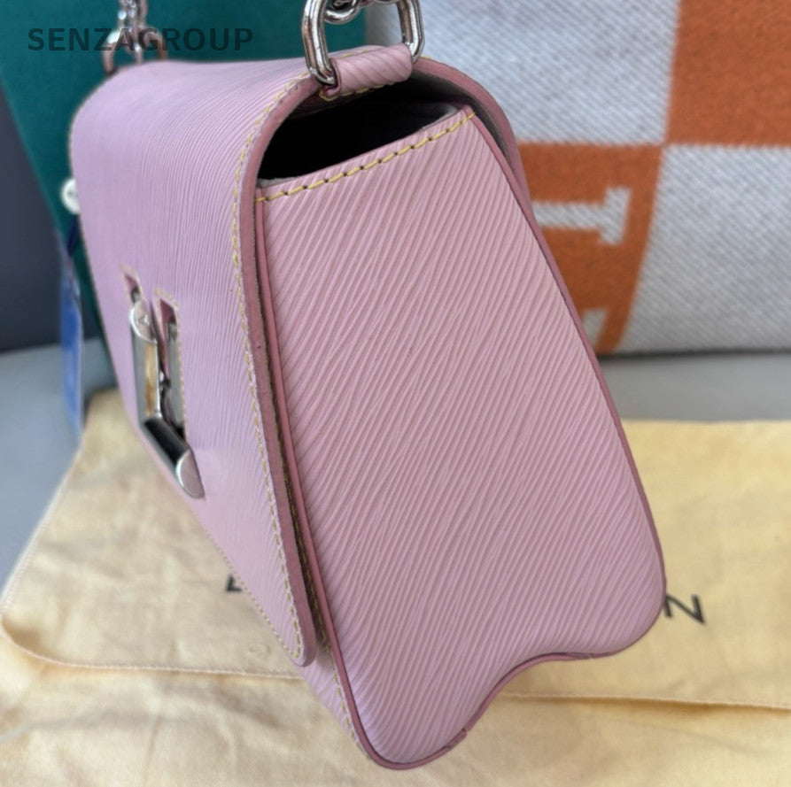 Louis Vuitton Twist MM Epi Shoulder Bag Pink Silver Used Women Classic Fashion