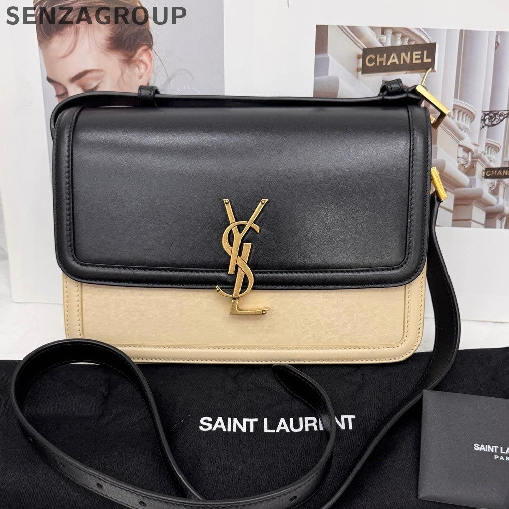 Saint Laurent Solferino Box Bag Black & Beige Shoulder Crossbody Women's Classic