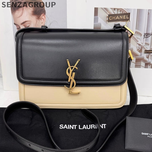 Saint Laurent Solferino Box Bag Black & Beige Shoulder Crossbody Women's Classic