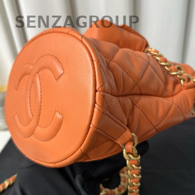 Chanel Quilted Small Orange Chain Backpack Classic Fashion Women