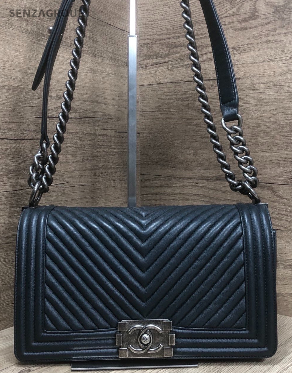 Chanel Leboy MM Chain Shoulder Bag Crossbody Blue Silver Used Women Classic