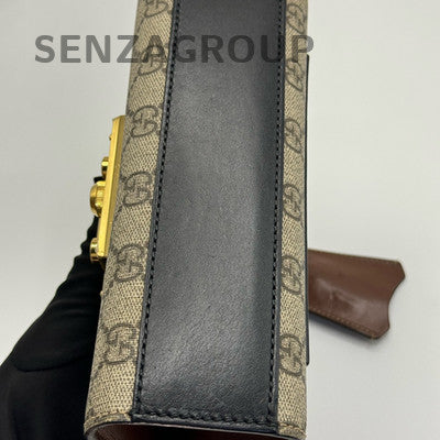 Gucci GG Marmont Padlock Small Shoulder Bag Brown Gold Chain