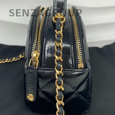 Chanel 23K Black Mini Handbag Shoulder Crossbody Bag Gold Hardware Women