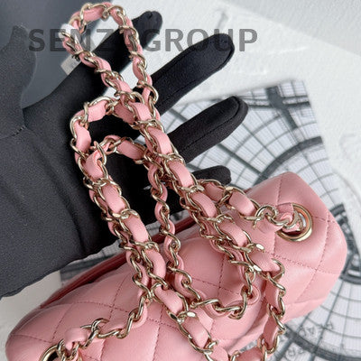 Chanel Square Mini Flap Bag Pink Quilted Chain Shoulder Crossbody