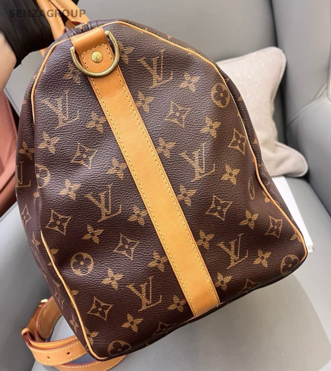 Louis Vuitton Keepall45 Monogram Top Handle Bag Crossbody Brown Unisex Adults