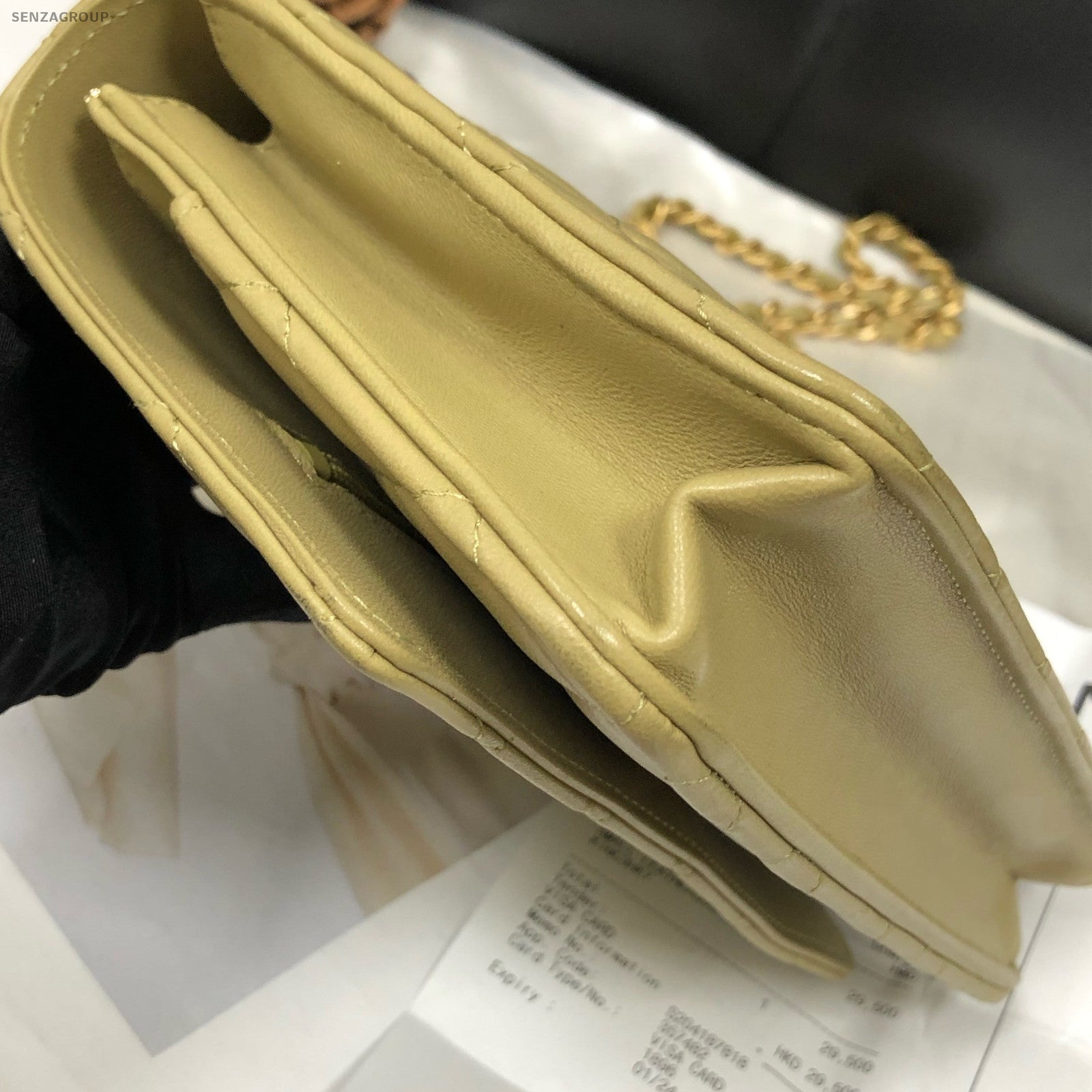 Chanel Lambskin WOC Chain Shoulder Crossbody Bag Yellow Gold Quilted Classic