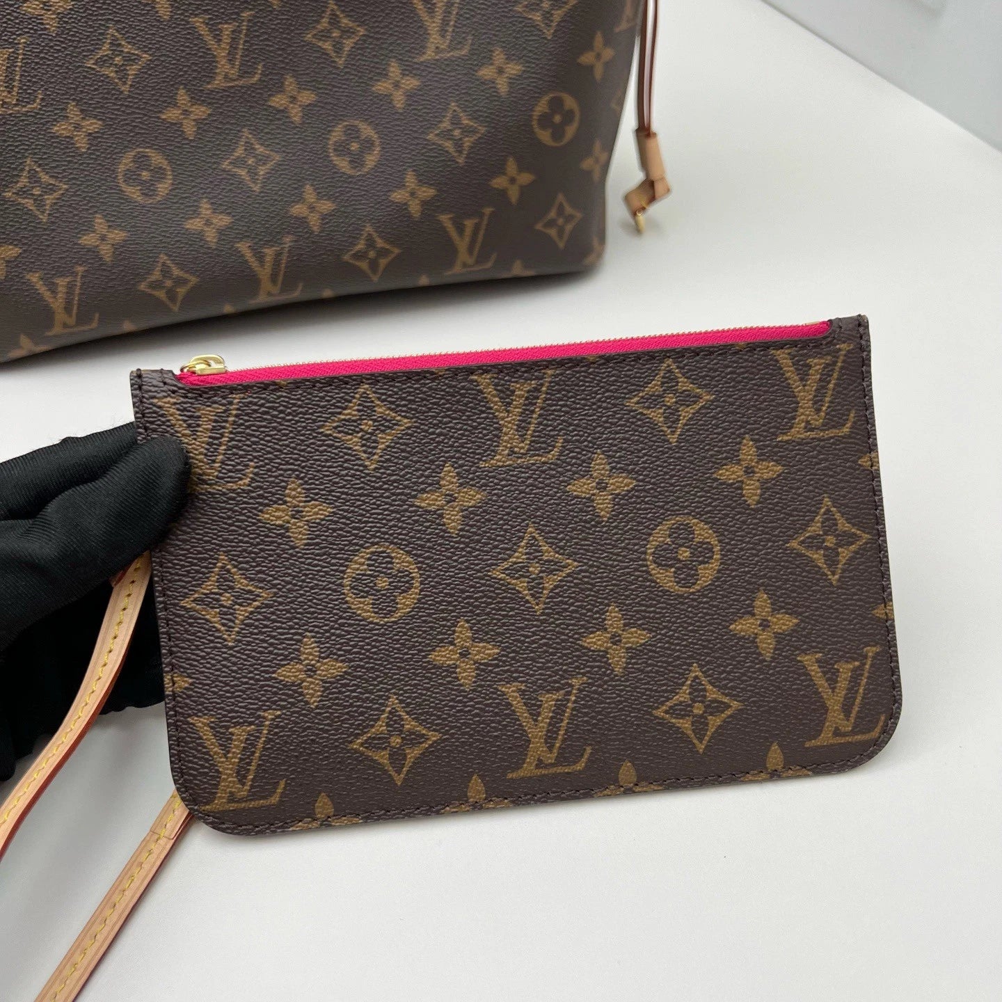 Louis Vuitton Neverfull PM Tote Shoulder Bag Monogram Canvas Brown Gold Women