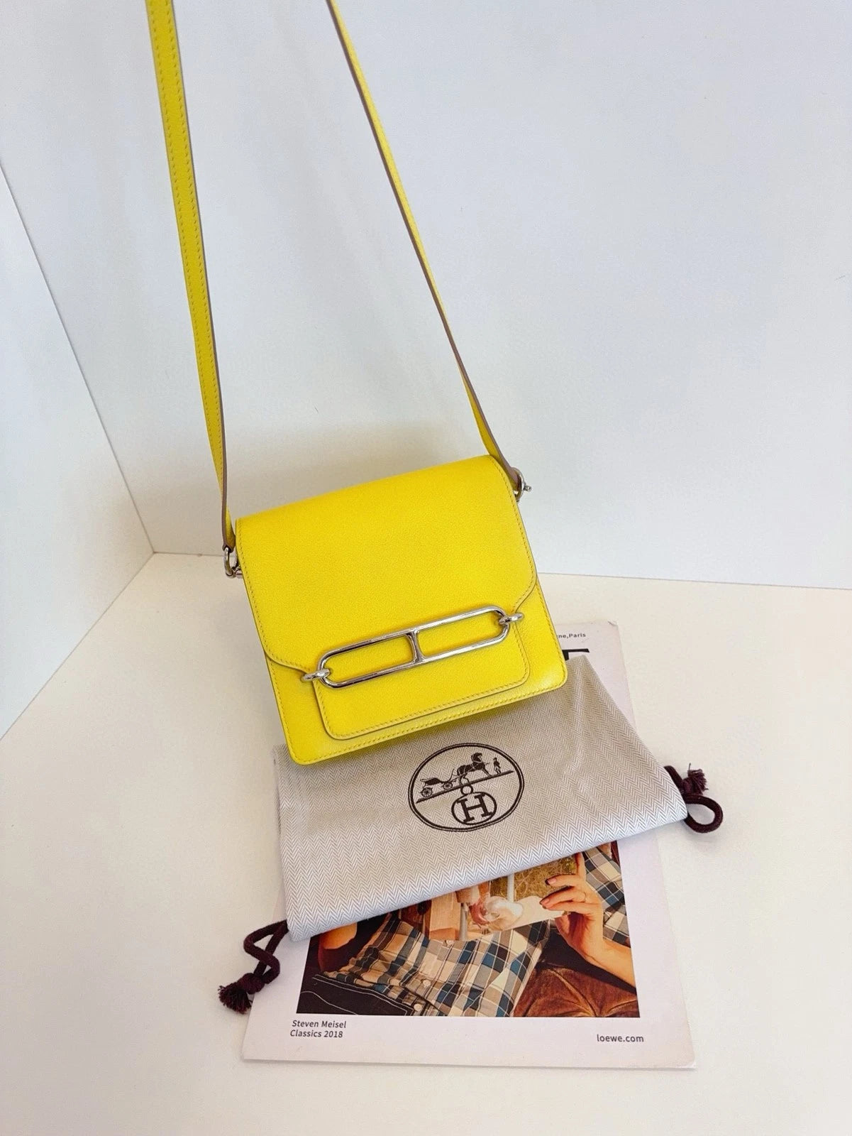 Hermes Roulis19 Mini Shoulder Bag For Women Yellow