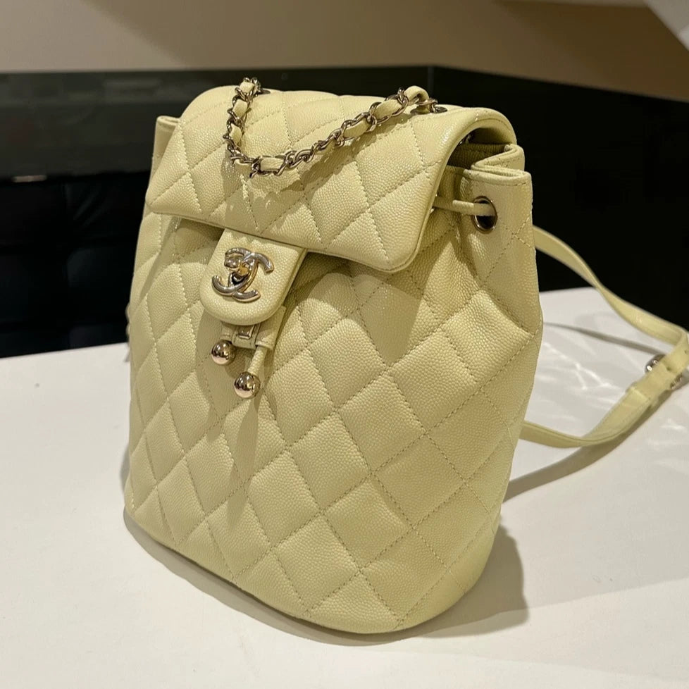 Chanel Salzburg Backpack Yellow Gold Hardware Quilted Classic Women's Bag