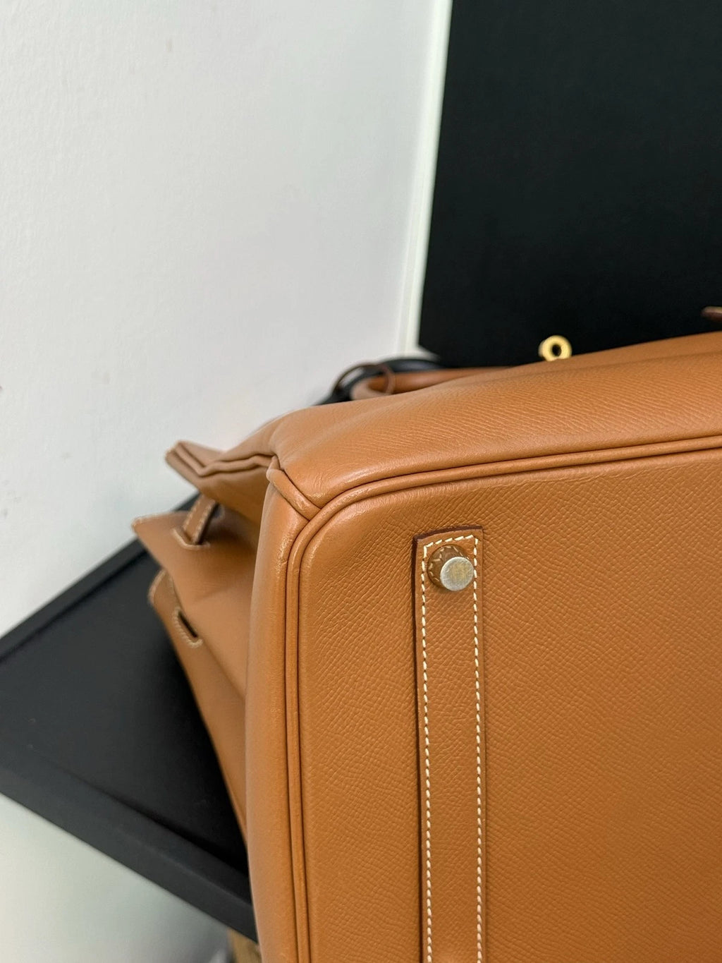 Hermes Birkin35 Epsom Leather Brown Gold Top Handle Bag Women Classic Fashion