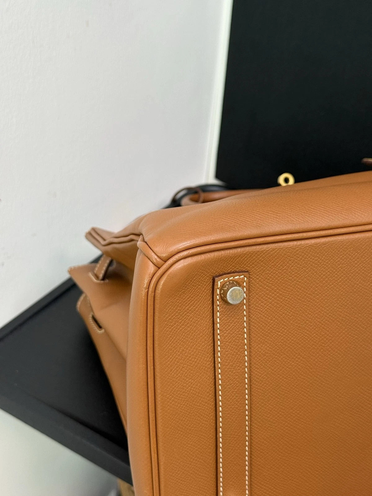 Hermes Birkin35 Epsom Leather Brown Gold Top Handle Bag Women Classic Fashion