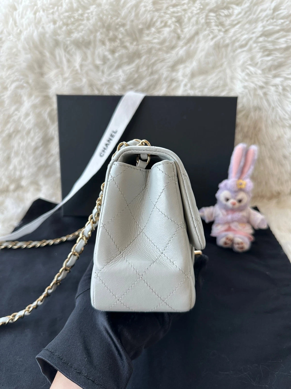 CHANEL Square Mini Crossbody Bag Blue Lambskin For Women