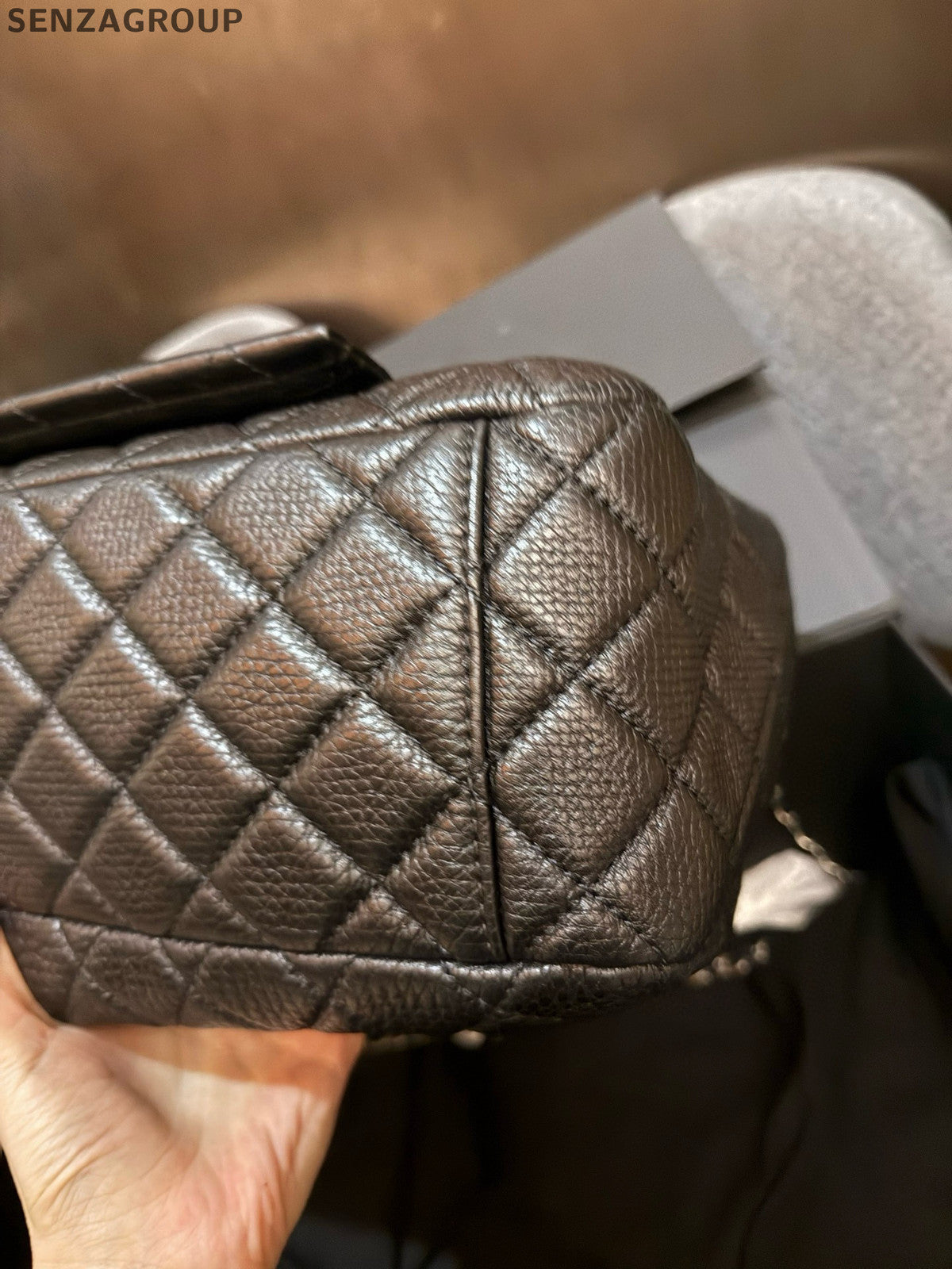 Chanel Classic Flap Quilted Chain Shoulder Bag Black Silver