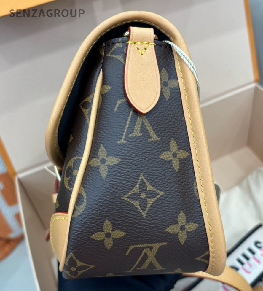 Louis Vuitton Diane Monogram Shoulder Bag Crossbody Brown Gold Women Classic