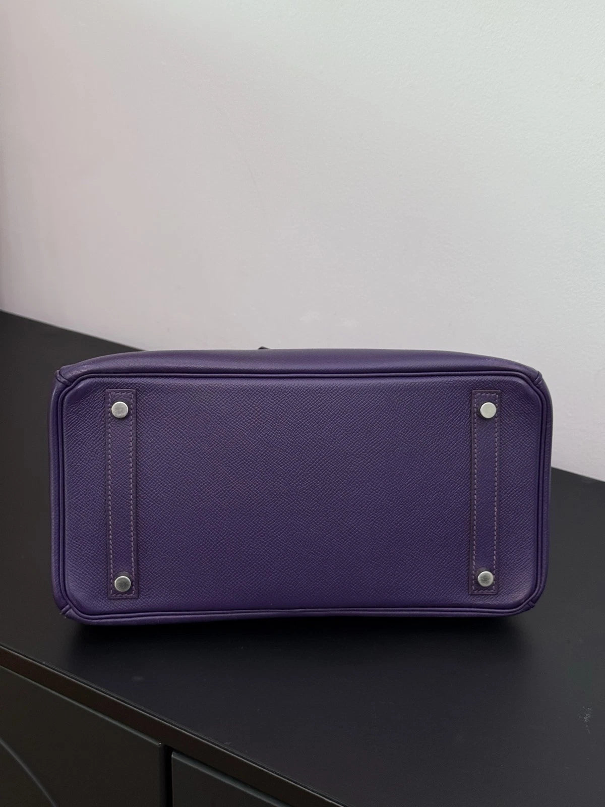 Authentic Hermes Birkin 30 Tote Top Handle Bag Purple Silver Hardware