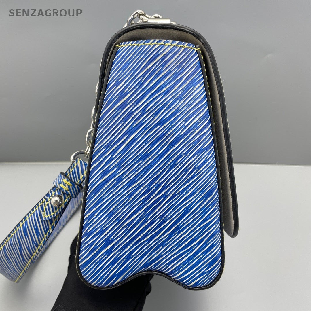 Louis Vuitton Twist MM Epi Leather Chain Strap Shoulder bag Crossbody Women Blue