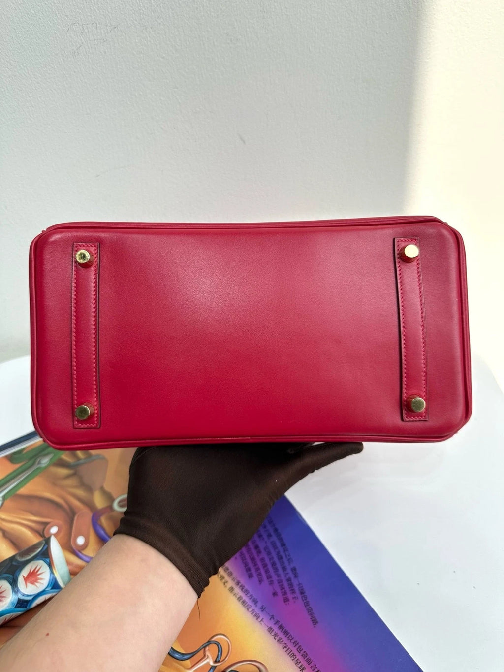 Hermes Birkin 30 Red Tadelakt Leather Gold Hardware Handbag For Women