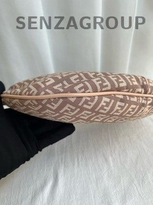 Fendi Pink Gold Buckle Monogram Tote Shoulder Bag Women Classic