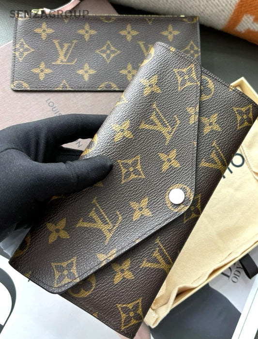 Louis Vuitton Monogram Wallet Brown Pink Women Full Set