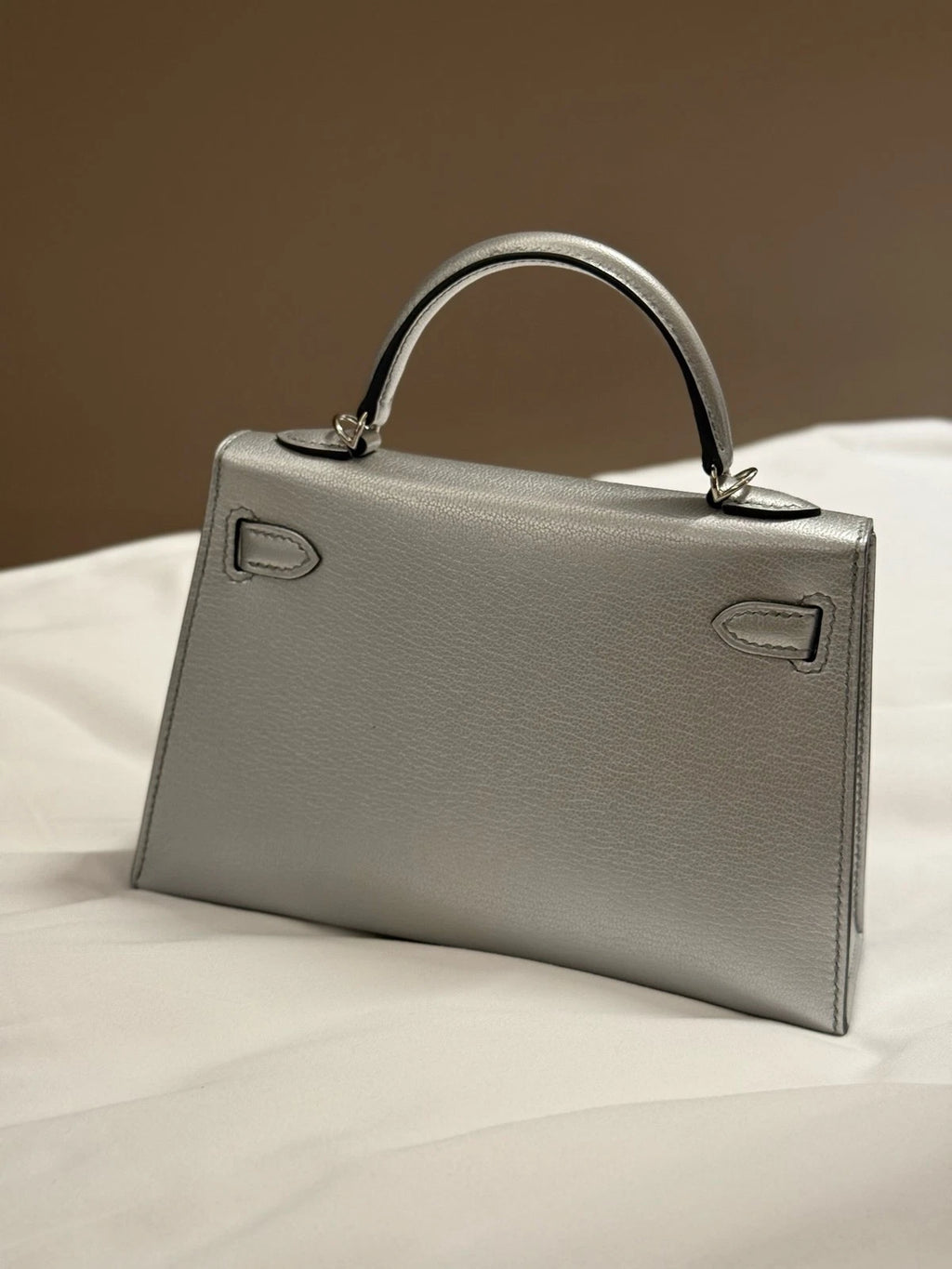 Hermes Mini Kelly Olympic Silver Top Handle Bag For Women