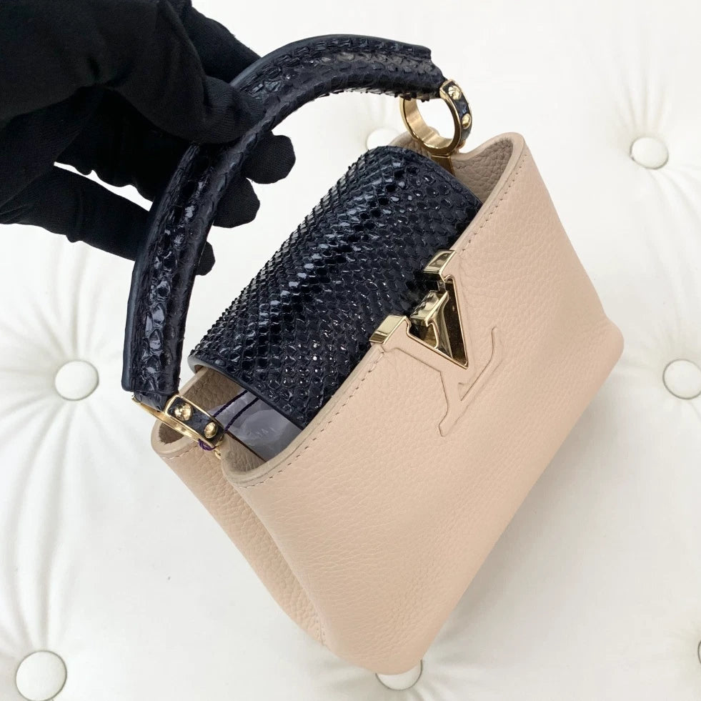 Louis Vuitton Capucines Mini Calfskin Top Handle Crossbody Bag Beige Women S