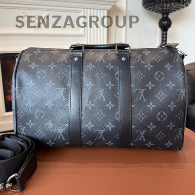 Louis Vuitton Keepall 35 Monogram Black Silver Handbag Unisex