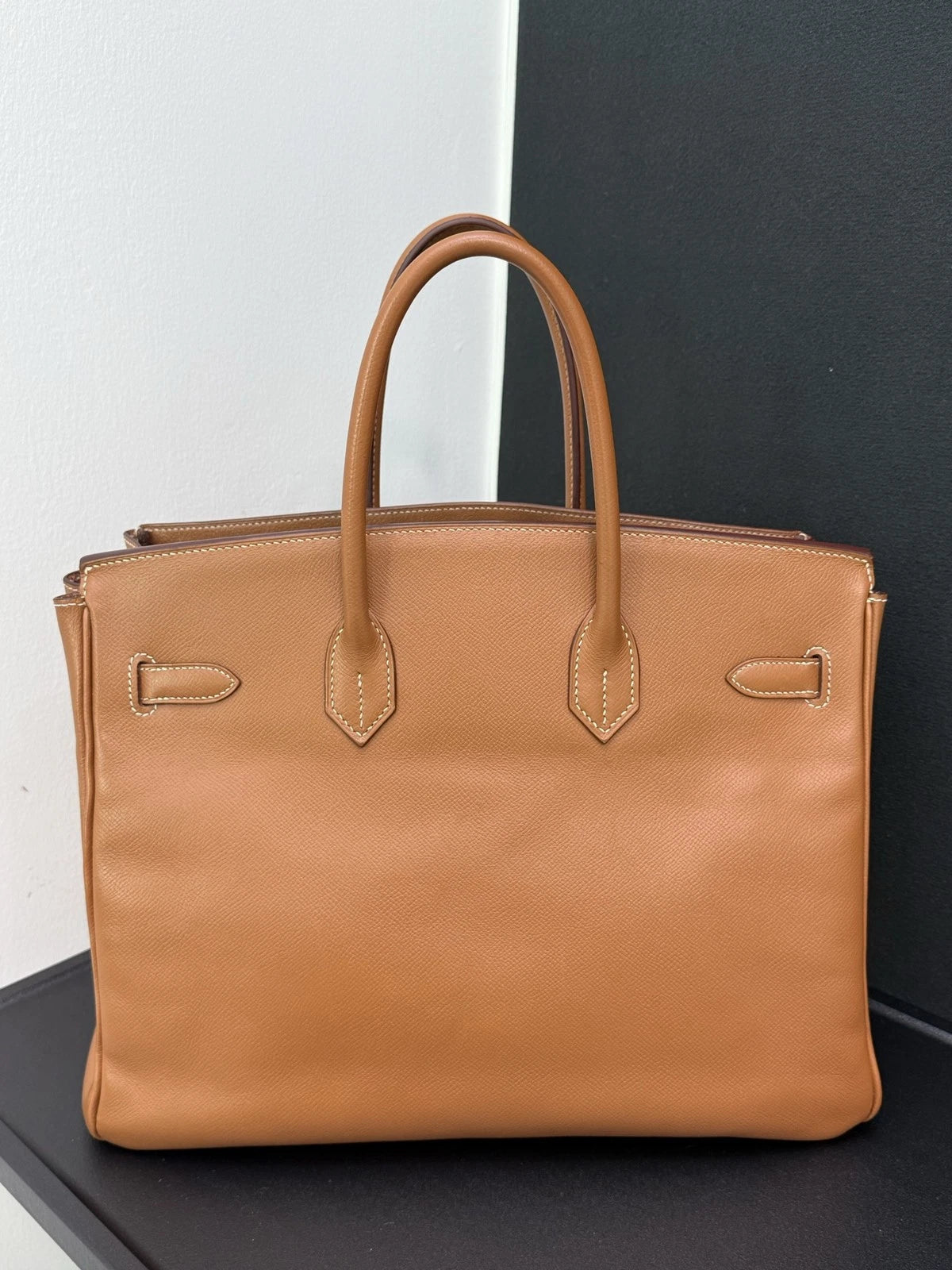 Hermes Birkin35 Epsom Leather Brown Gold Top Handle Bag Women Classic Fashion