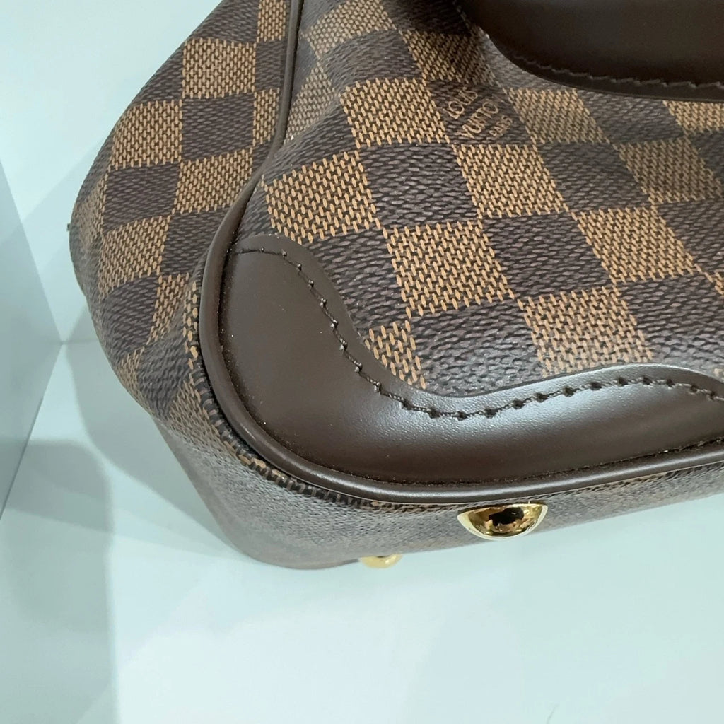 Louis Vuitton Logo Embossed Brown Leather Mini Dumpling Handbag For Women
