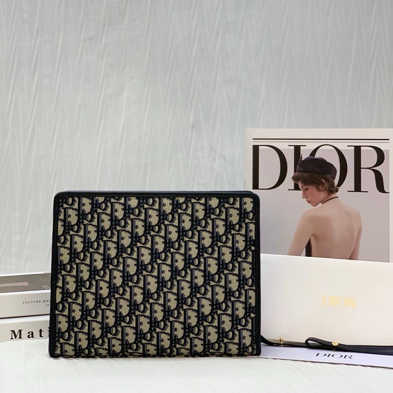 Dior Canvas Oblique Montaigne30 Clutch Crossbody Bag Women