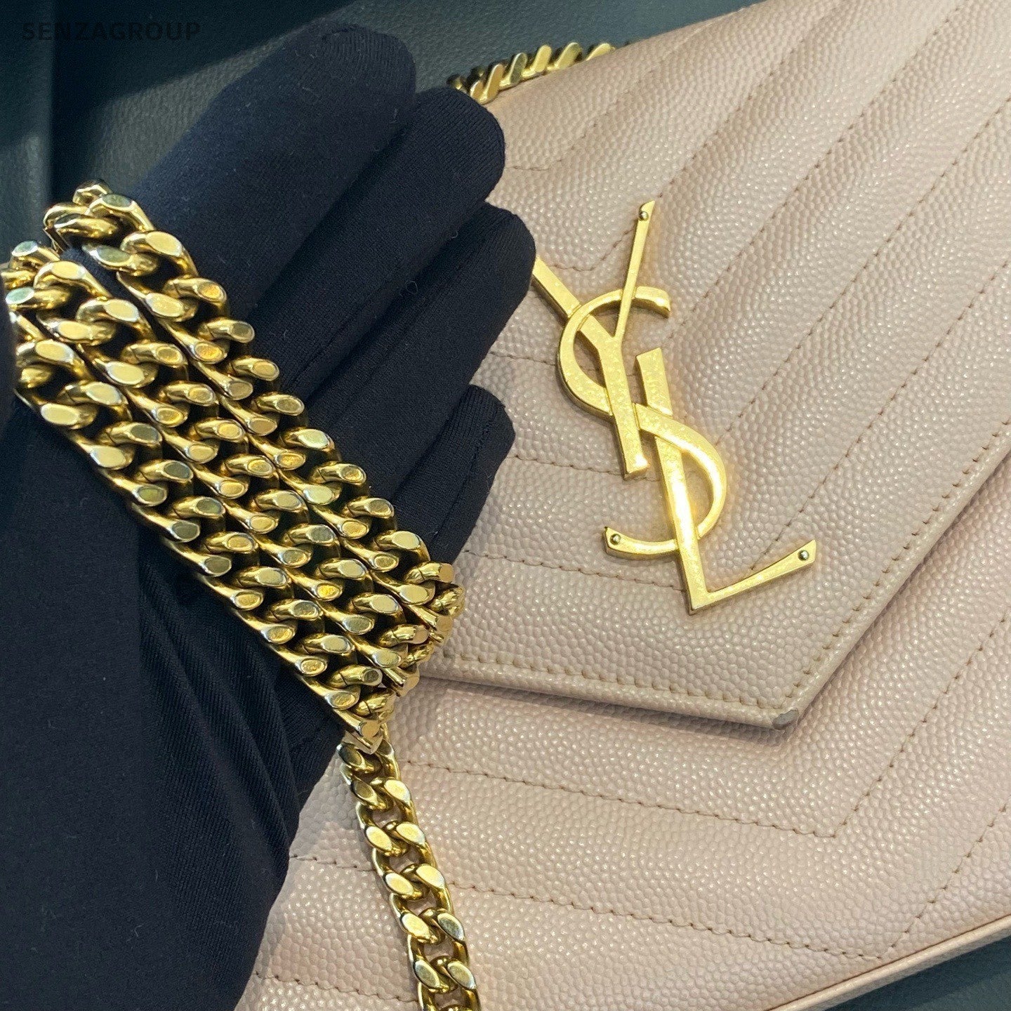Saint Laurent Envelope Chain MM Calfskin Crossbody Pink Women Classic Fashion