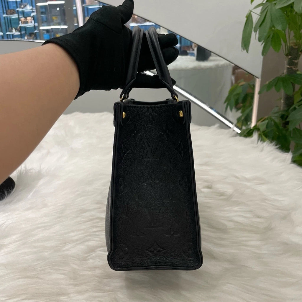 Louis Vuitton OnTheGo GM Black Gold Handbag Tote Bag Excellent