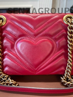 Gucci Marmont GG Red Gold Chain Shoulder Crossbody Bag Classic Fashion