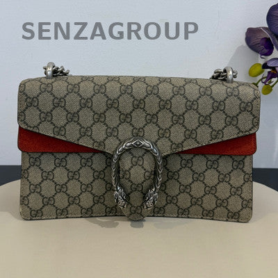 Gucci Dionysus Medium Chain Bag in Red Suede with Silver Hardware