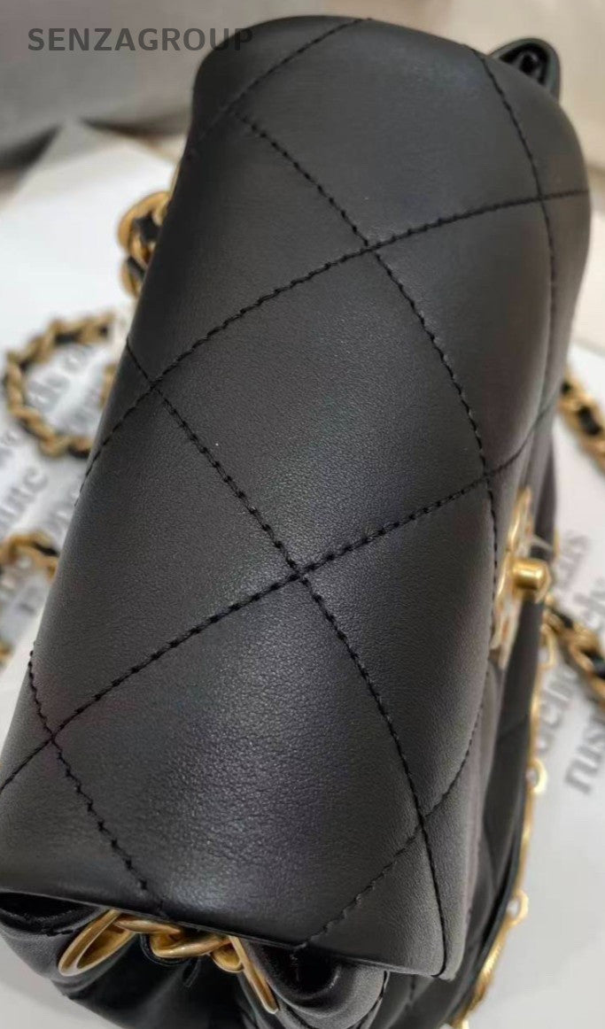 Chanel Calfskin Chain Gold Coin Backpack Black Diamond Used Women Classic