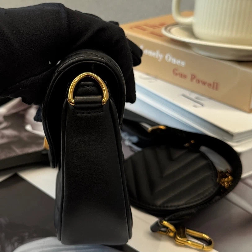 Chip Version Louis Vuitton New Wave 2Way Black Shoulder Bag Crossbody Gold HW