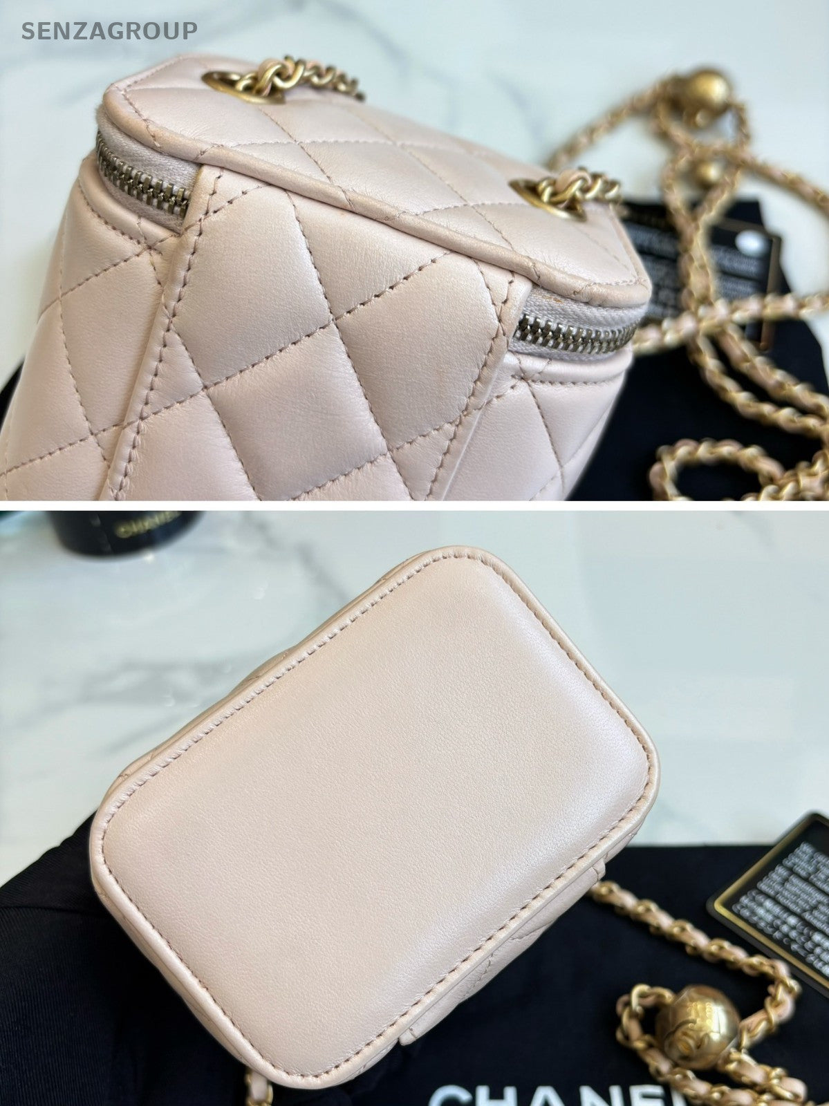 Chanel Mini Cosmetic Case Shoulder Crossbody Bag Women Light Pink