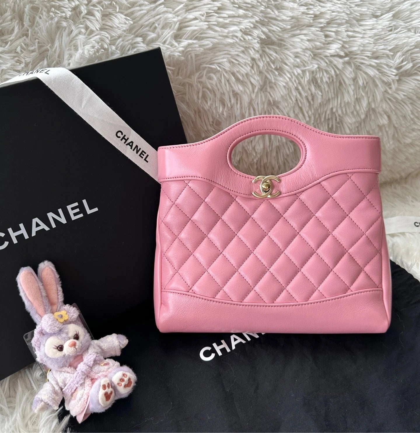 CHANEL 31Bag Mini Sakura Pink Detachable Chain Handbag Crossbody Women