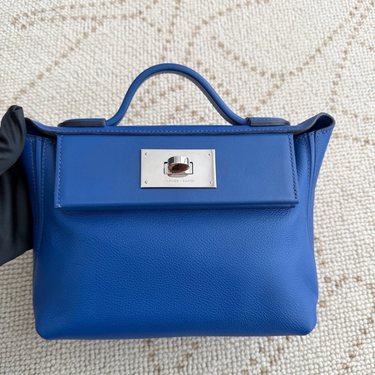 Hermes 2424 Mini Top Handle Shoulder Bag Blue Silver Used Women Classic