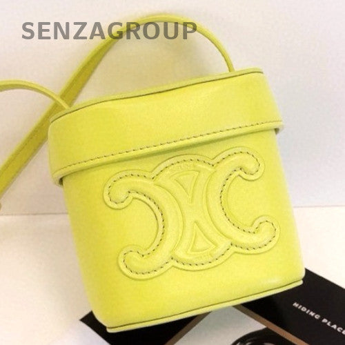 CELINE Triomphe Box Relief sculpture mini Lemon Yellow Crossbody bag Women