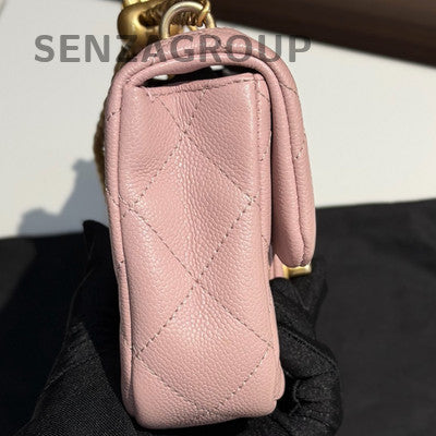 Chanel CF Pink Gold Hardware Calfskin Chain Shoulder Crossbody Bag