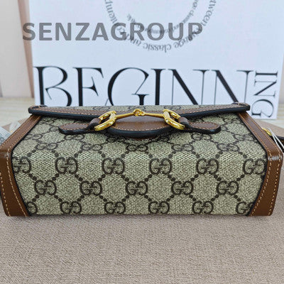 Gucci Horsebit 1955 Box Bag Brown Shoulder Crossbody Gold Hardware