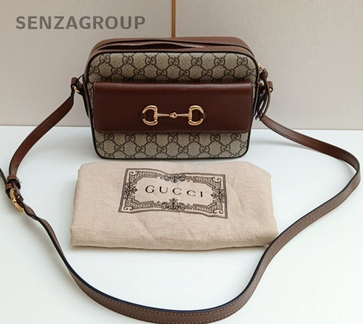 Gucci Horsebit 1955 Camera Bag Crossbody Brown Gold Used Women Classic