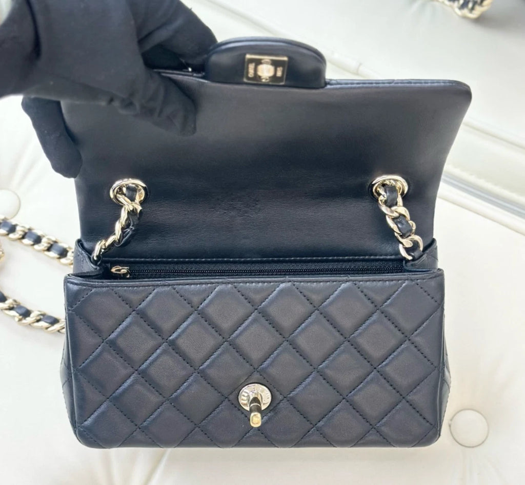 Chanel Classic Flap Chain Lambskin Mini Shoulder Bag Crossbody Women S