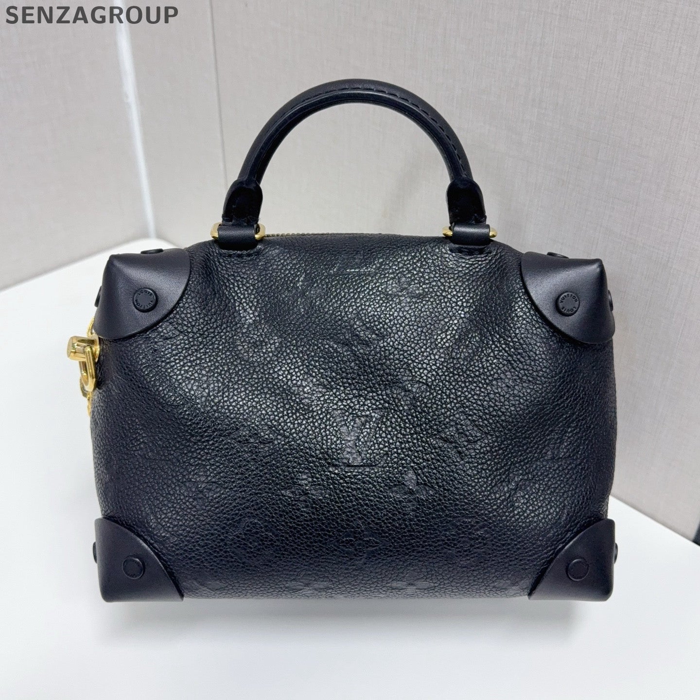 Louis Vuitton Petite Malle Chain Shoulder Bag Black Gold Women's Classic