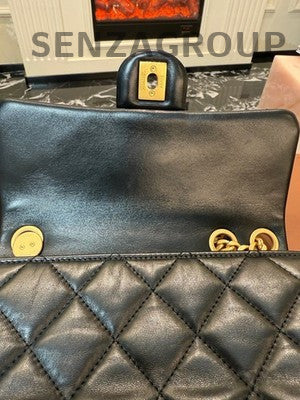 Chanel Classic Flap Black Gold Chain Shoulder Crossbody Bag Quilted